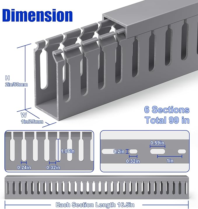 ZhiYo 2" H x 1" W Cable Management Raceway, 99in Under Desk Channel, 16.5in Each - Image 2