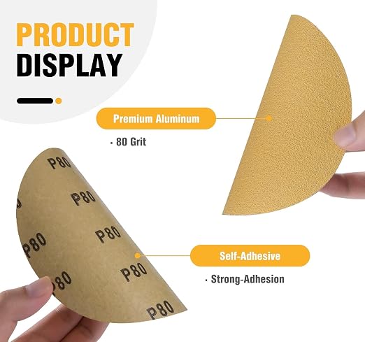 100 PCS 6 Inch PSA Sanding Discs 80 Grit Sticky-Back Sandpaper | Adhesive - Image 2