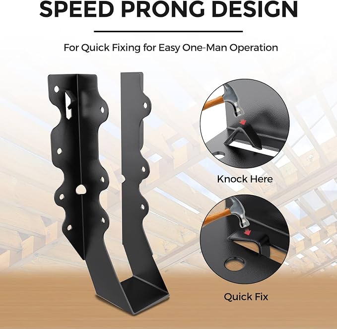 25Pcs Black 2x8 Joist Hangers for Wood, 18 Gauge Metal Face Mount Joist Hanger - Image 2