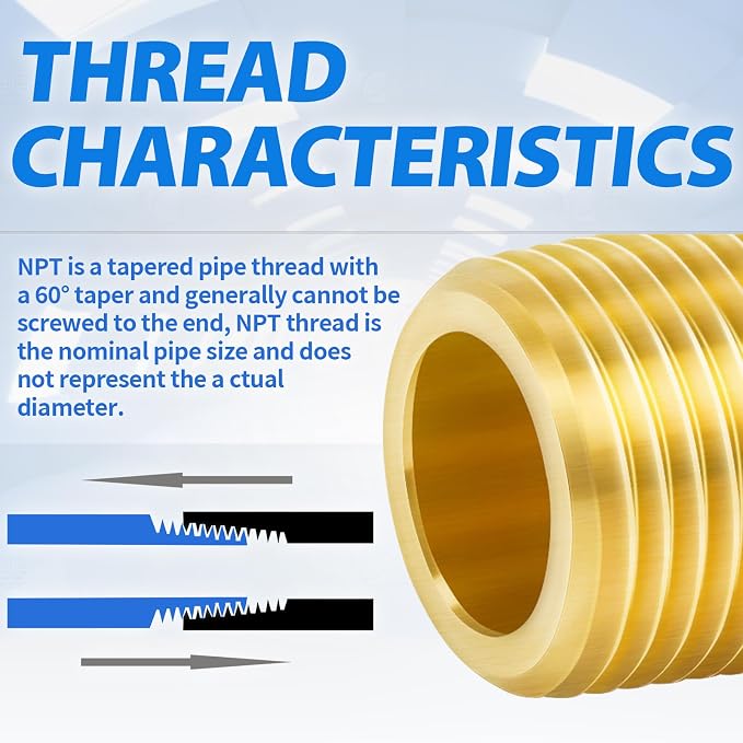 ChillWaves Brass Pipe Fitting, Long Nipple Pipe 1/8" NPT Male x 1/8" NPT Male - Image 6