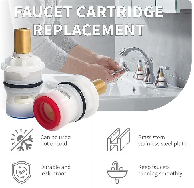 1 Pair Ceramic Stem Disc Faucet Cartridge, - Image 3