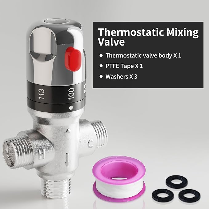 FUGO 1/2 NPT Thermostatic Mixing Valve, Water Mixing Valve - Image 4