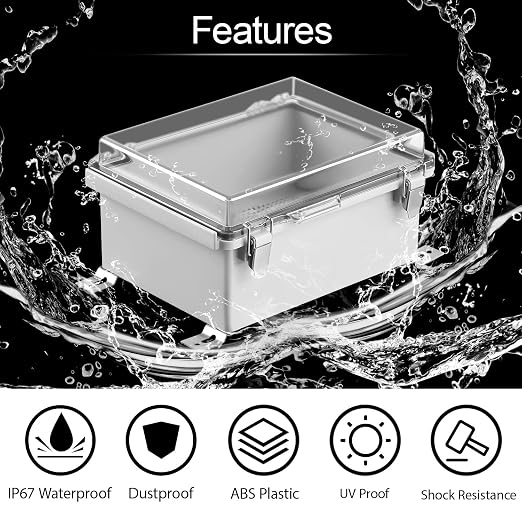Electrical Box, IP67 Waterproof Hinged Clear Cover Stainless Steel Latch - Image 3