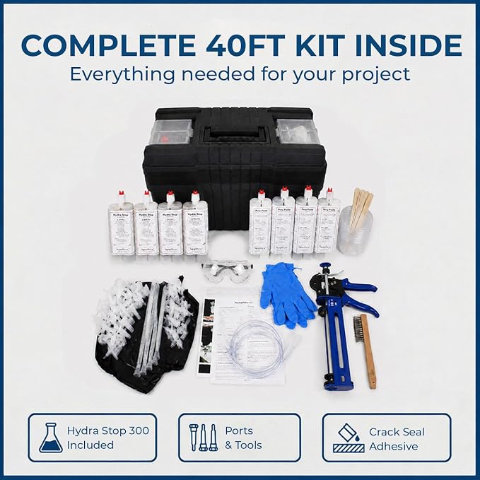40ft Polyurethane Foundation Wall Crack Repair Kit, Concrete Crack Filler - Image 6