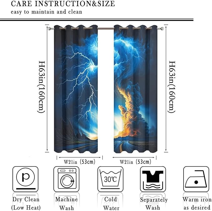 Horror Tornado Clouds Blackout Curtains - Image 2