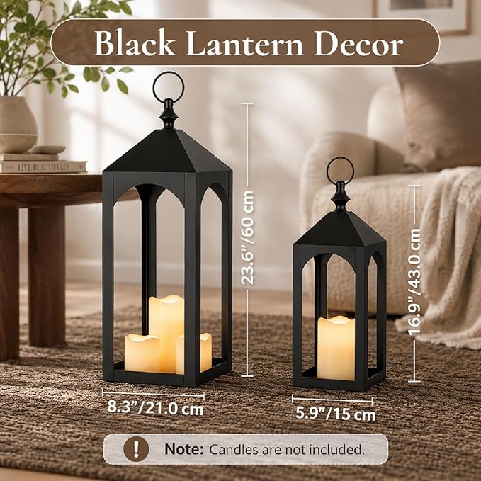 24" & 17" Large Outdoor Floor Lantern, - Image 7