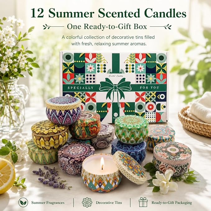 Scented Candles Gift Set, 12 Pack Soy Wax Aromatherapy Candles | 12 Summer - Image 7