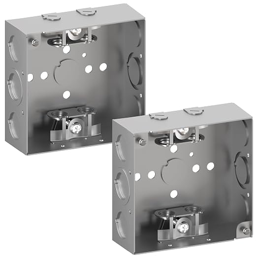 4" Square Welded Box 1-1/2” Deep 1/2" & 3/4" Eccentric KO by OhLectric