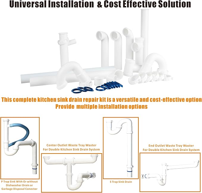 Kitchen Sink Drain Kit, for Most Kitchen Sink Drain Repair Kit and Bathroom - Image 2
