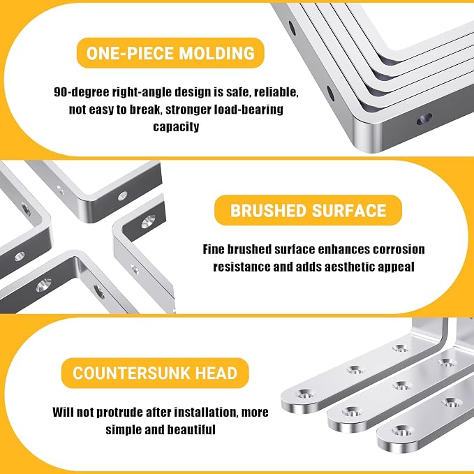 25Pcs Stainless Steel Angle Brackets 3”x 3” Heavy Duty Corner Brackets | 3MM - Image 3