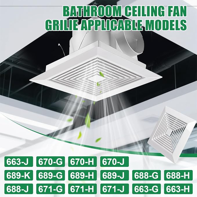 Spring-loaded bathroom exhaust fan cover, grille bathroom fan cover replacement - Image 5