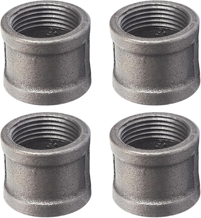 Black Cast Iron Pipe Coupling Fittings, 1/2 Inch Female Thread Connectors by SNGSPKPipeFittings