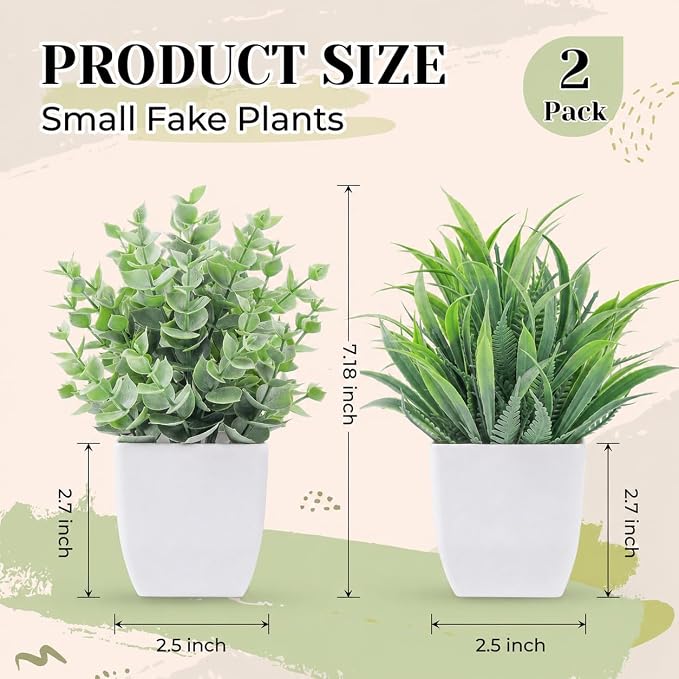 Der Rose 2 Pack Fake Plants Small Plants - Image 2