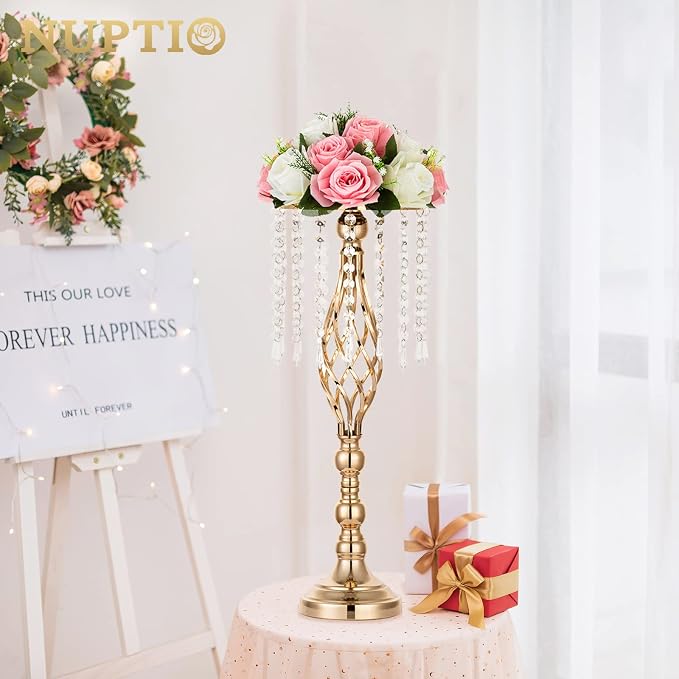 Nuptio 2 Pcs Crystal Flower Stand Wedding Centerpieces - Image 8