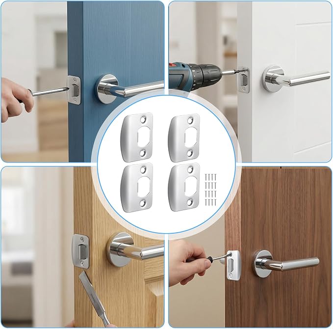 4 Sets Strike Plates for Interior Doors, Door Latch Strike Plate, 2-1/4 Inch X - Image 6