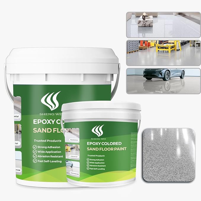 Epoxy Colored Sand Floor Paint, Marble Gray, 3 Gallon | Covers 110 Sq Ft by SHENGWEI