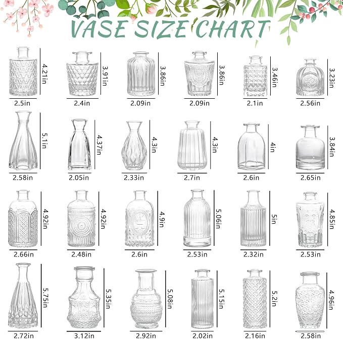 SUPMIND 24pcs Glass Bud Vase Set, Home Decor, Table Decoration, Baby Shower - Image 3