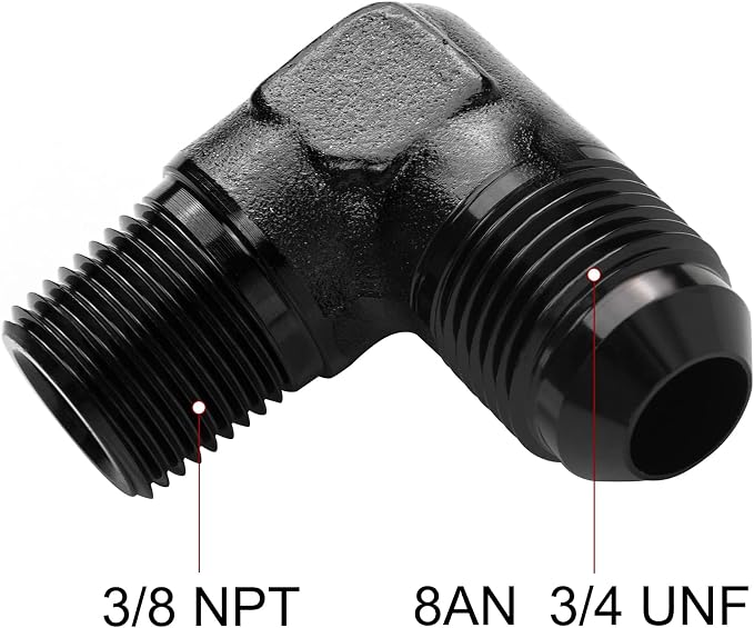 EVIL ENERGY 8AN to 3/8" NPT Male 90 Degree Fitting Adapter Aluminum 2PCS - Image 2