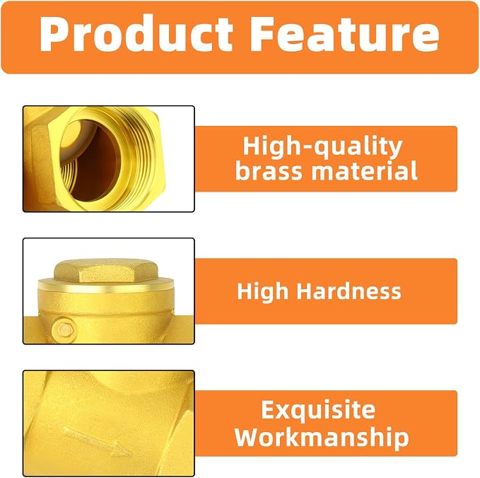 GASHER 1PCS Brass Swing Check Valve 3/4" Female Thread, Backflow Prevention - Image 5