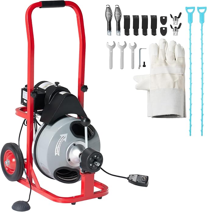 Albott 75 FT x 3/8 Inch Electric Drain Cleaner Machine | Auto-Feed Sewer Snake by Albott