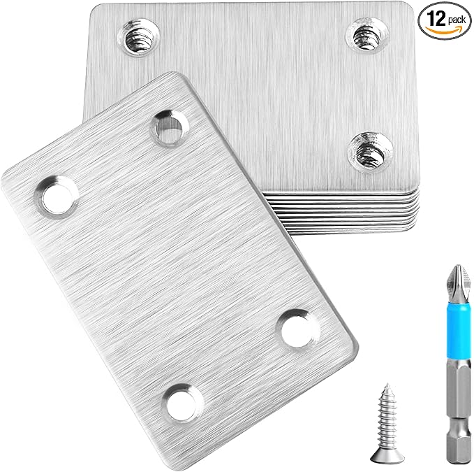 12 Pcs Mending Plate, 2.37 x 1.5 inch Stainless Steel Flat Plates by Anterrific