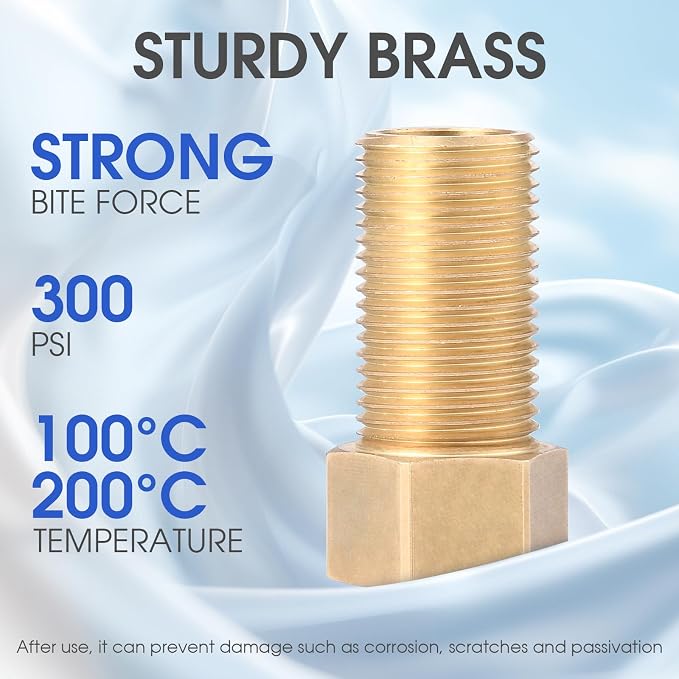 3 Pack Brass Pipe Fittings 1/2 Male Thread to Female Thread Pipe Extension - Image 4