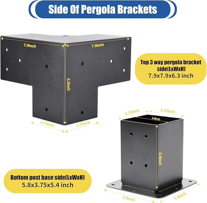 4 Pcs 4"x4" Pergola Brackets - Image 2