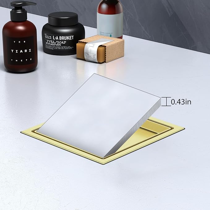EXF Square Shower Drain 6 Inch Brushed Gold - Image 4