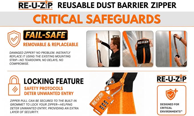 RE-U-ZIP Reusable Dust Barrier Zipper, Fail-Safe™, Replaceable & Lockable - Image 4