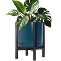 D'vine Dev Ceramic Pot with Ebony Wood Stand, 12 in, 55-B-H-4 | Mid-Century by DvineDevPlanterPotsandStand