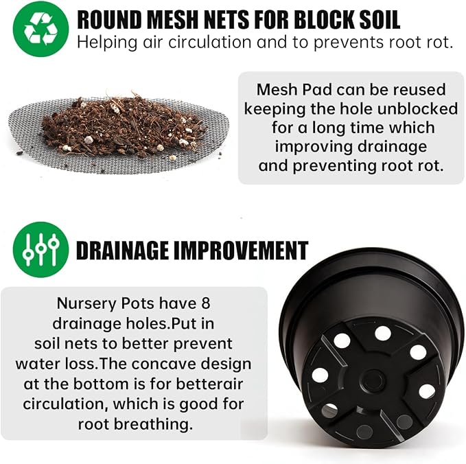RooTrimmer 50 Pack 6 Inch Nursery Pots, Plastic Flower Pots, Thick Plant Pots - Image 3