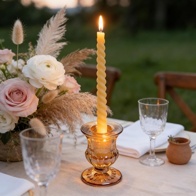 48 Pcs Clear Glass Taper Candle Holders Bulk, 2.5 Inch Small Candlestick Stands - Image 6