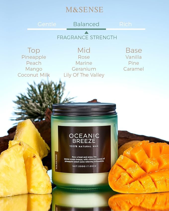 M&SENSE Oceanic Breeze Home Scented Candles, 7.05oz Natural Soy Wax | 50-Hour - Image 2
