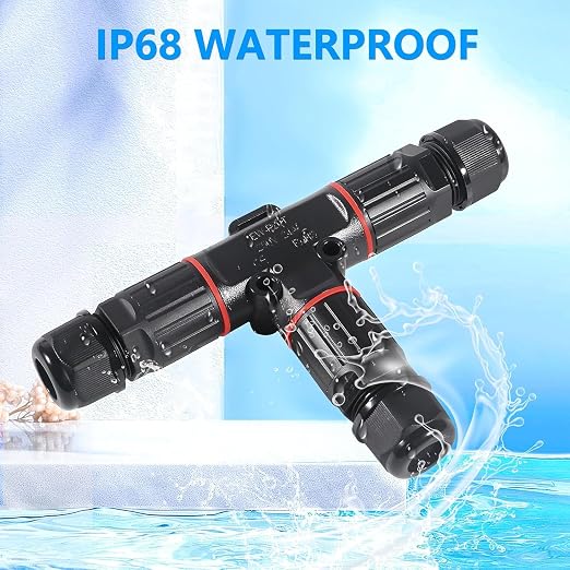 3PCS IP68 Waterproof Electrical Cable Connector, Outdoor 2 Pin T Shape Junction - Image 2