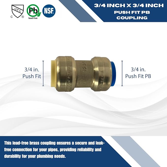 2 Pack XFITTING 3/4" x 3/4" PB Conversion Push, Push to Connect Coupling - Image 4