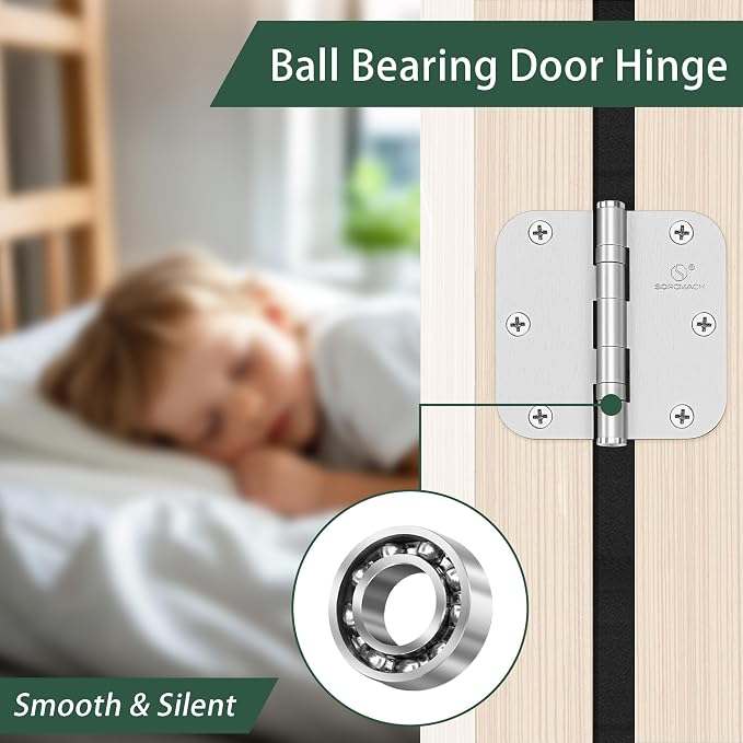 304 Stainless Steel 3.5 Inch Door Hinges Brushed Satin Nickel Interior Hinges - Image 3
