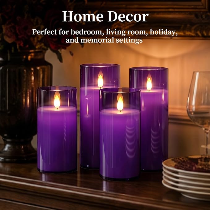 Homemory Purple Flickering Flameless Candles, Battery Operated Acrylic LED - Image 5