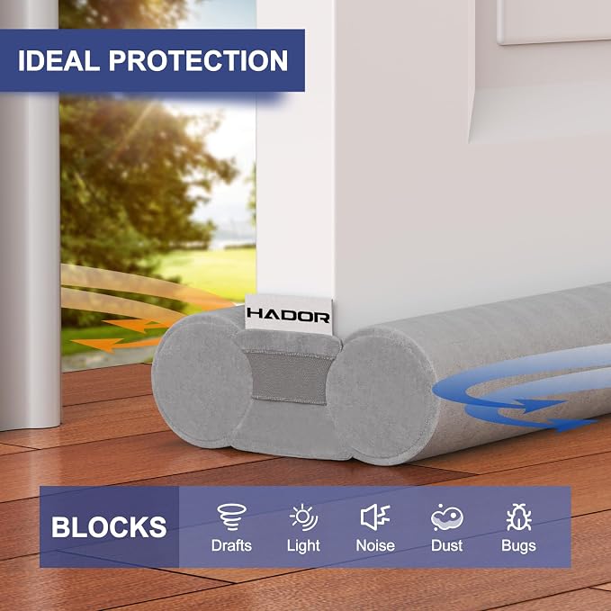 Door Draft Stopper for Bottom of Door, 36 Inch Under Draft Air Noise Light - Image 7