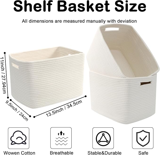 3 Pack Woven Baskets, Storage Baskets - Image 2