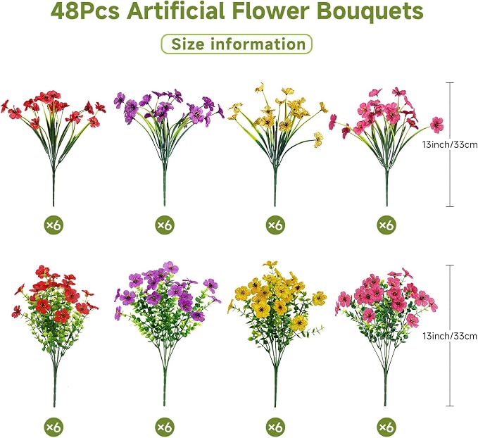 Alupssuc 48 Bundles Artificial Daisy Flowers UV Resistant - Image 3