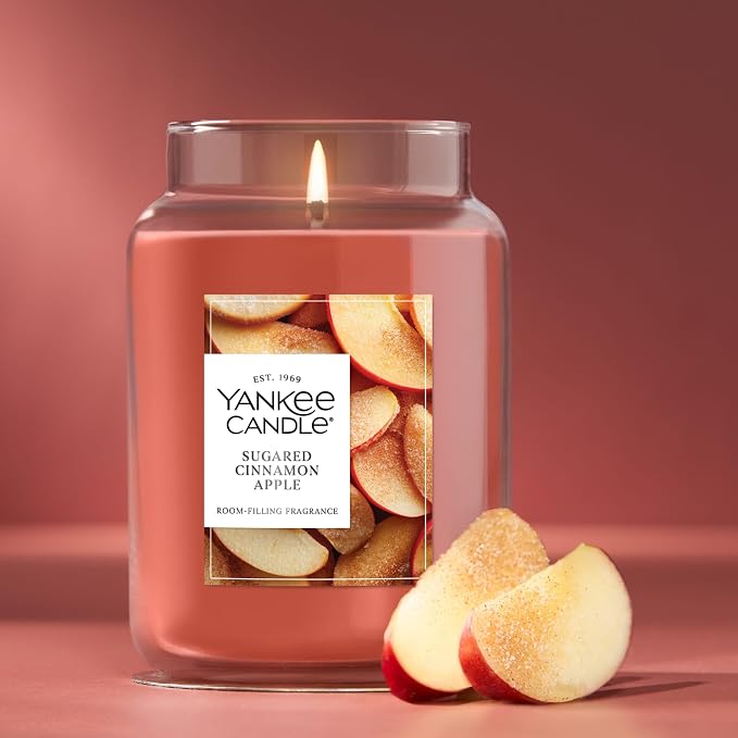 Yankee Candle Sugared Cinnamon Apple, Scented Candle, 22oz Large Jar - Image 4