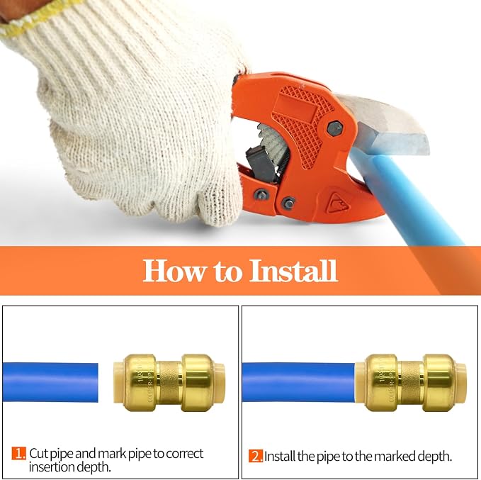 6 Pack Push-to-Connect Plumbing Fittings, 1/2" Pushfit Straight Fittings - Image 6