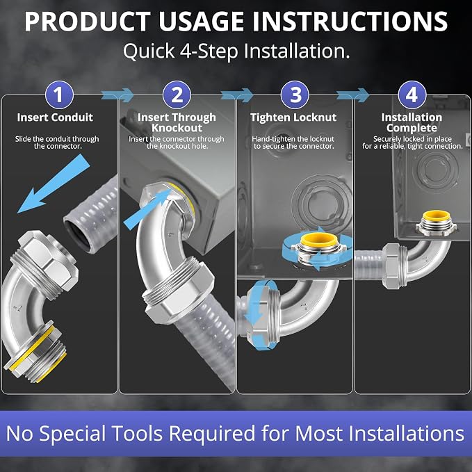 1/2 Inch 90 Degree Liquid Tight Connector, corrosion resistant, 90° elbow - Image 5