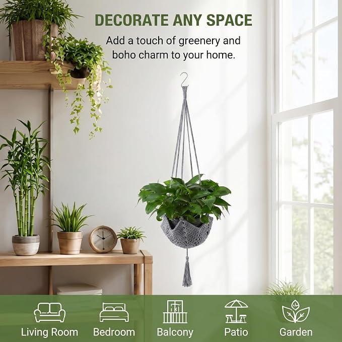 Shappy 1 Pack Boho Macrame Plant Hanger - Image 4