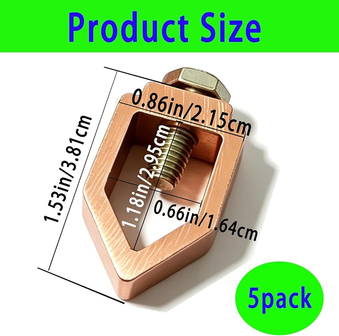 5 Pack 5/8"Copper plating Ground Rod Clamp, Diameter Copper plating Mechanical - Image 2