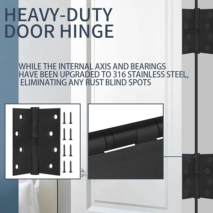 4" 316 Marine Grade Door Hinges XINSheng Heavy Duty Exterior 3 Pack | Ball - Image 6