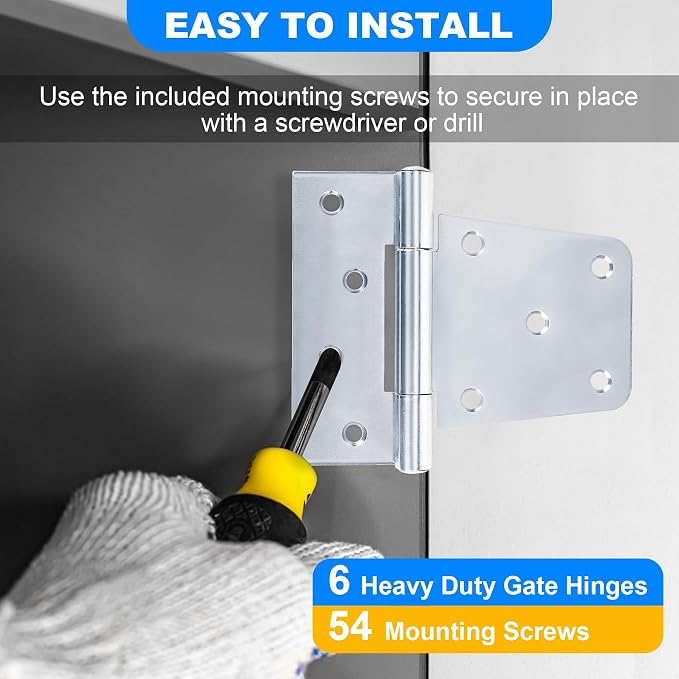 Heavy Duty Gate Hinges 3.5 inch 6 Pack Extra Thick Industrial T Hinges Barn - Image 4