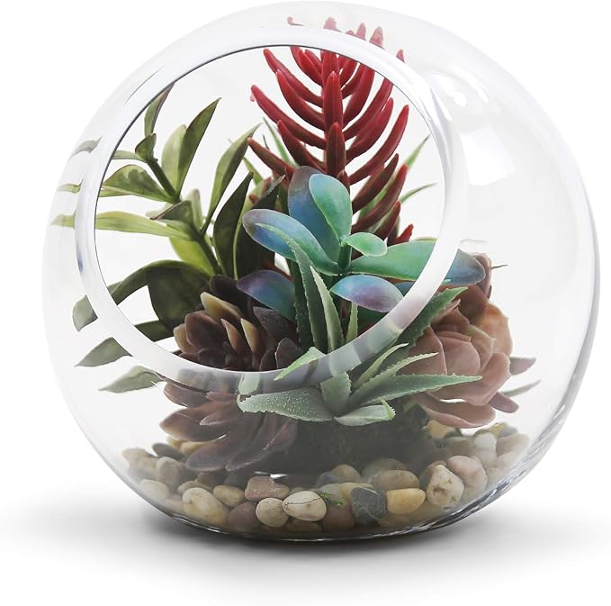 WGV Slant Cut Bowl Glass Vase, Width 7.5", Height 7.5", Candy Dish, Fruit Jar - Image 4