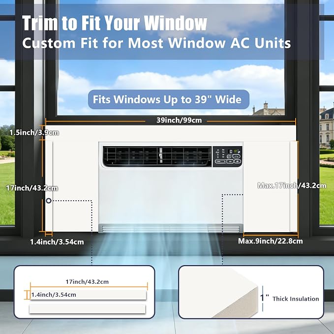 Window AC Side Panels with Aluminum Foil with Top Seal Strip | PVC Edge Trim - Image 6