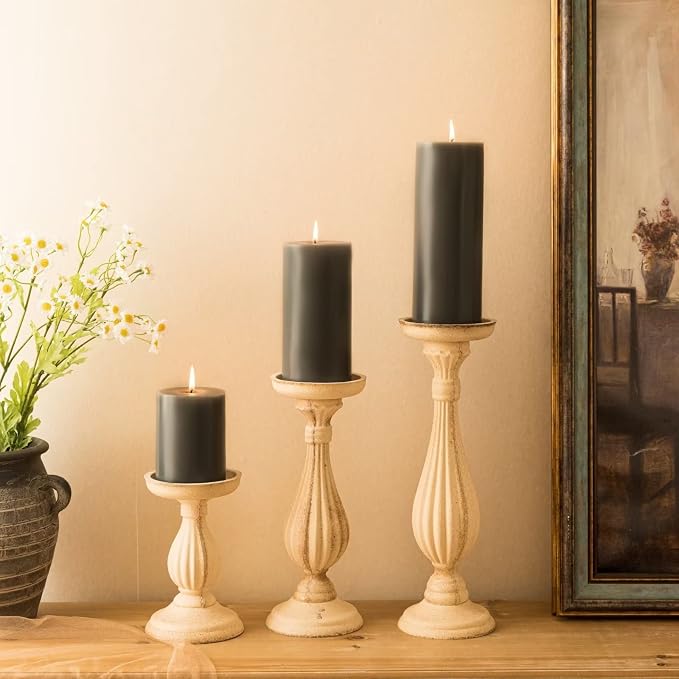 MOZEAL 3" x 8" Hand-Poured Unscented Large Candle, Smokeless Rustic Pillar - Image 6